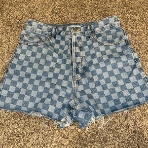Pac Sun checkered jean shorts